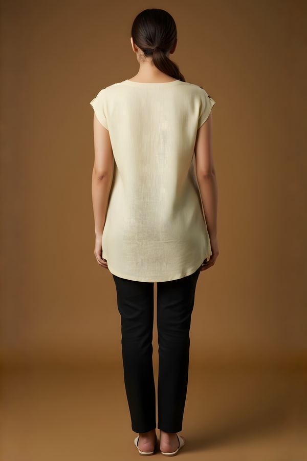 Pure Linen Cap-Sleeve Kurti