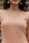 Peach Linen Straight Kurti