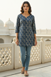 Elegant Gold Print Cotton kurti