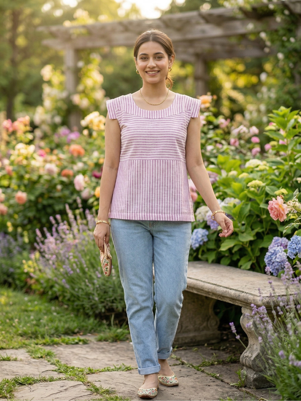 Dusty Rose Mixed Stripe Tunic