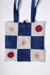 Denim Checkered Tote Bag