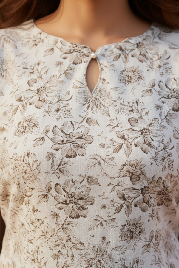 Muted Meadow Floral Cotton Kurti
