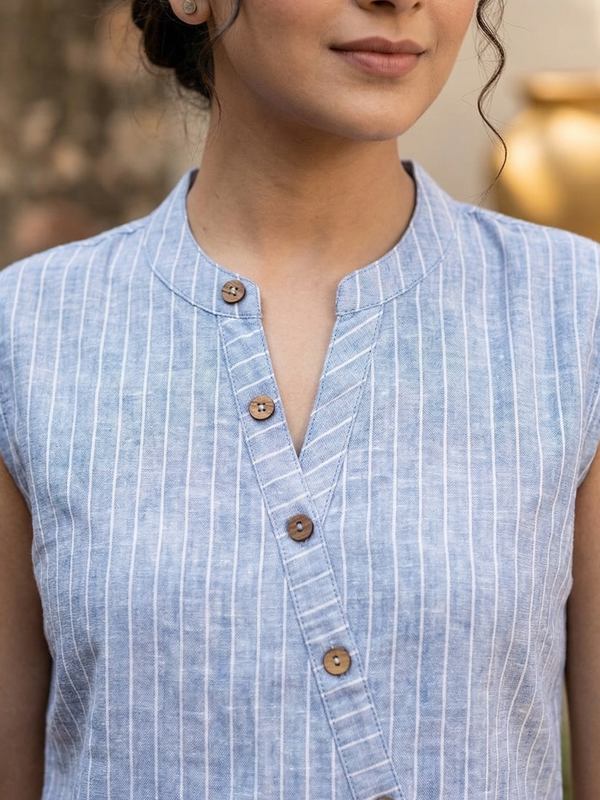 Asymmetric Striped Indo-Western Top
