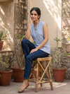 Asymmetric Striped Indo-Western Top