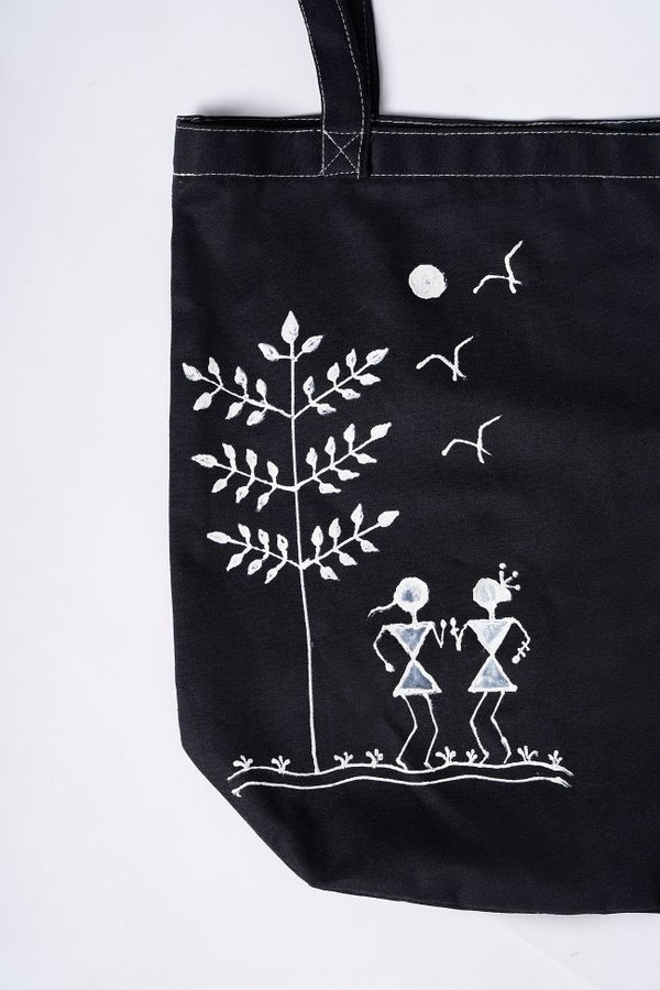Warli Rhythms Tote Bag