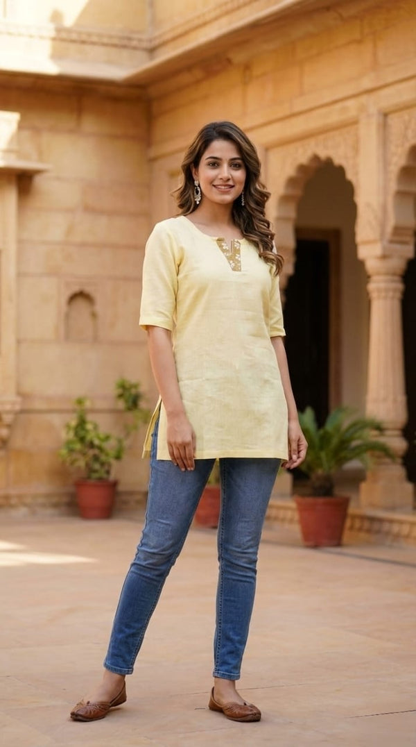 Sunshine YellowShort Kurti
