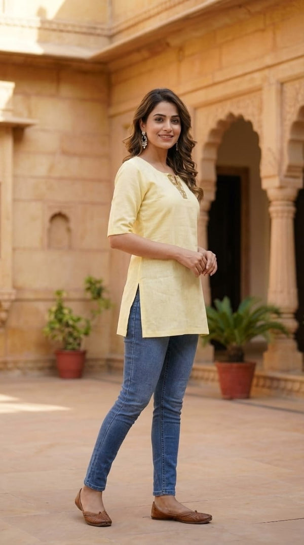 Sunshine YellowShort Kurti