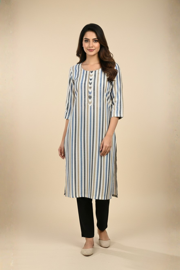 Classic Striped Linen Kurti