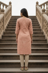 Peach Linen Straight Kurti