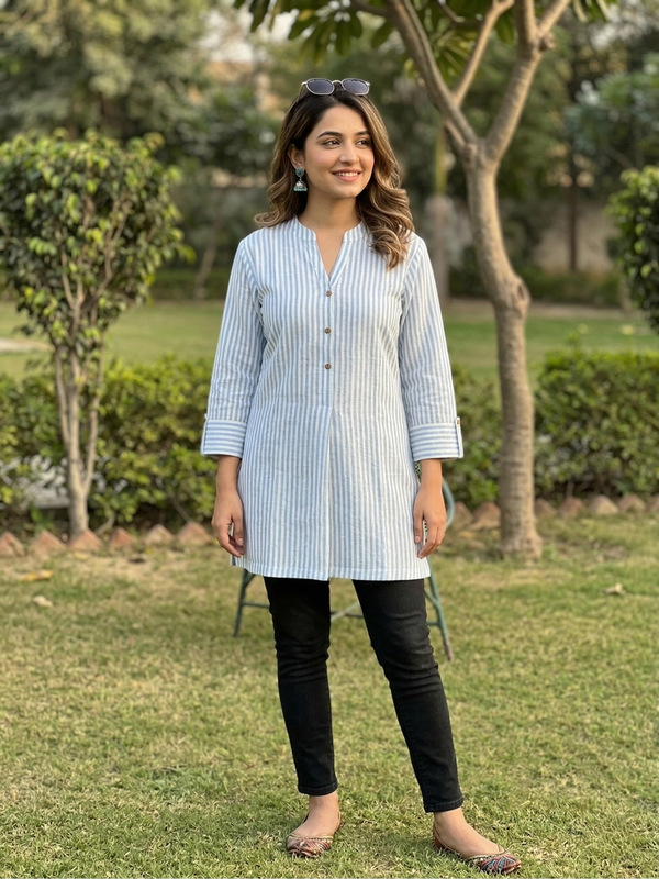 Sky-High Breathable Striped Tunic