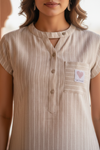 Biege Striped Linen-Cotton Top