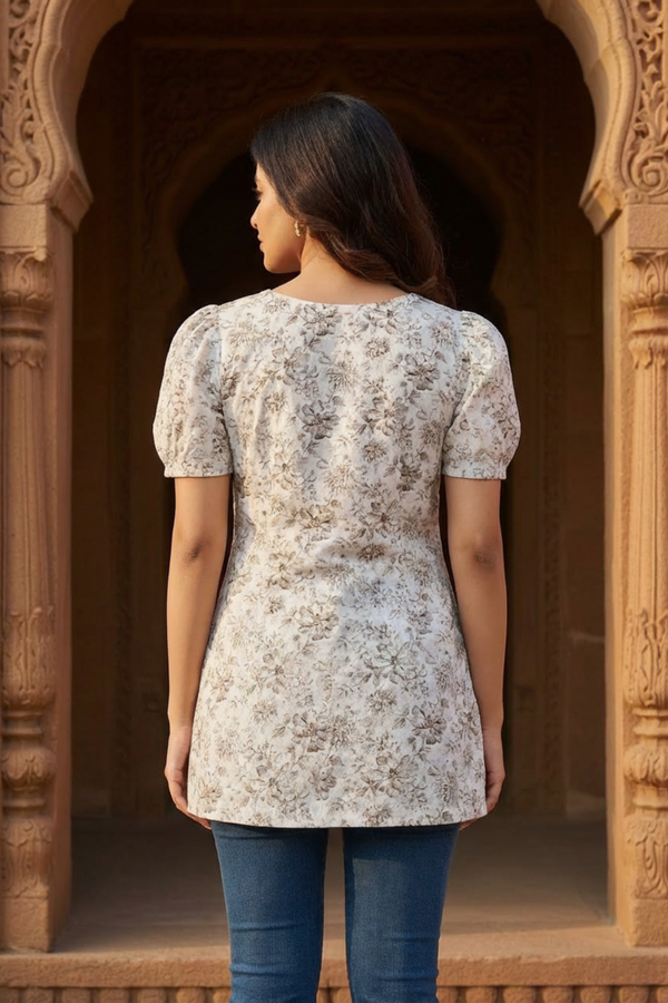 Muted Meadow Floral Cotton Kurti