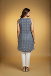 Royal Blue Geometric Print Sleeveless Kurti