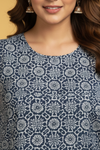 Royal Blue Geometric Print Sleeveless Kurti