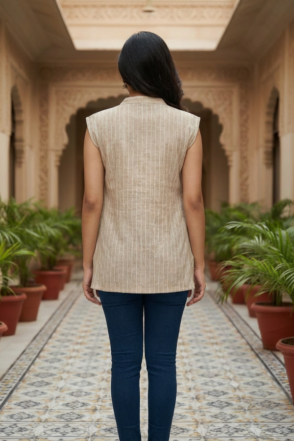 Natural KhakiLinen-Cotton Kurti