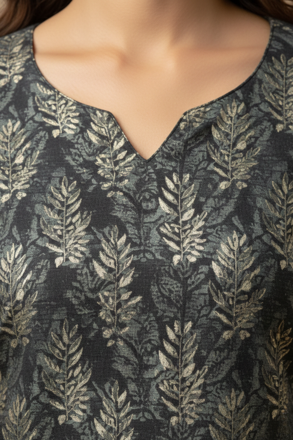 Elegant Gold Print Cotton kurti